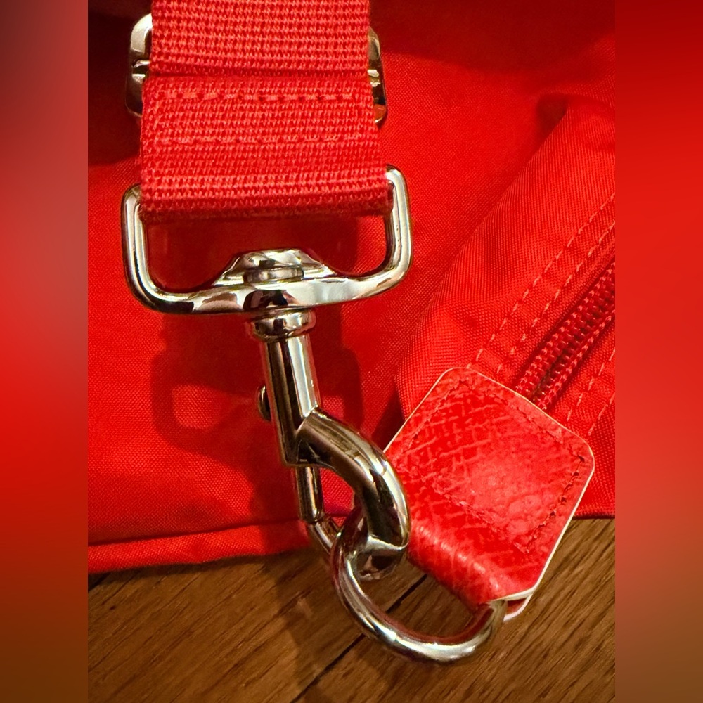 LONGCHAMP Horse Logo Nylon Large Tote Bag Women Red - Picture 7 of 8